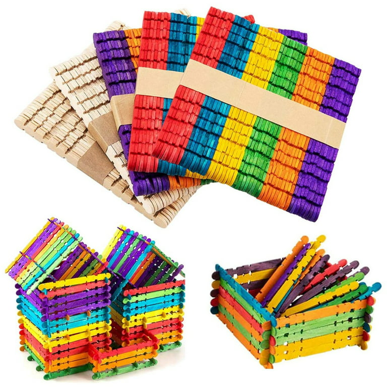 hand2mind Jumbo Size Rainbow Colored Wood Craft Sticks, Popsicle Sticks for Crafts, Waxing Sticks, Classroom Art Supplies, Art Sticks for Crafting, Ki