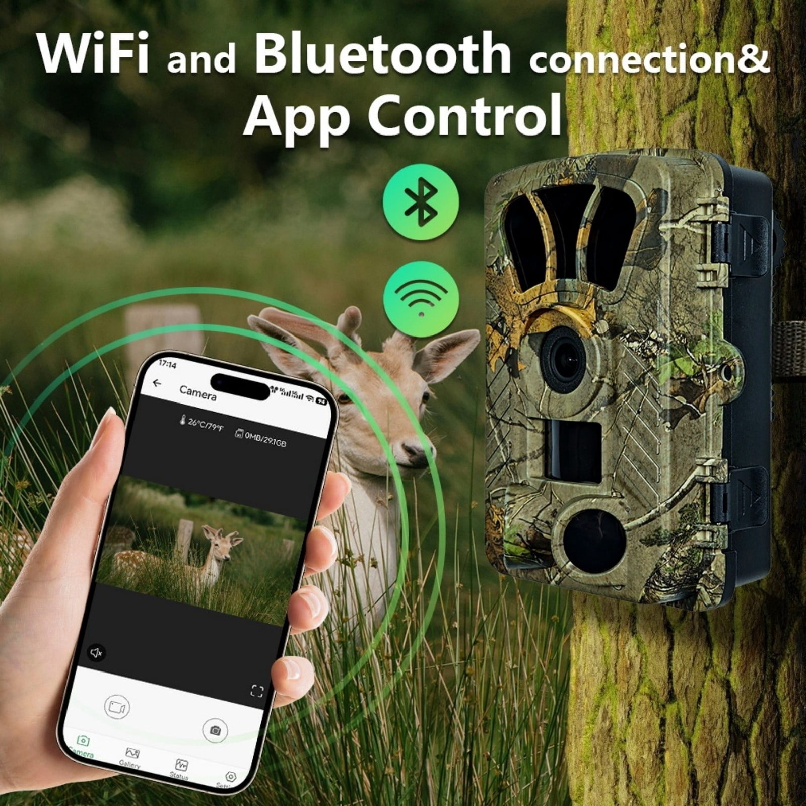Trail Camera with Infrared Night Vision, Motion Activated Game Camera with Fast Trigger & IP66 Waterproof, High Resolution Wildlife Camera for Outdoor Use