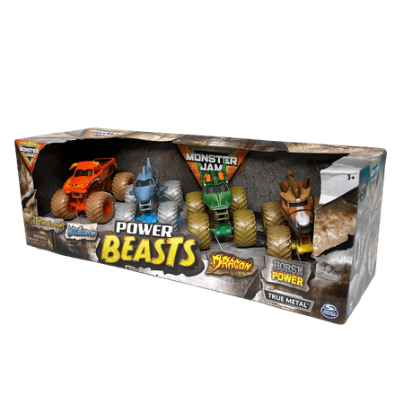 Spin Master Games Megalodon Dragon Monster Jam Power Beasts for Kids, (Pack of 4)