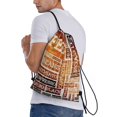 thumbnail image 3 of Bingfone Hand Drawn Vintage Coffee Drawstrings Backpacks Bags For Men Women Gym Drawstrings Bag, 3 of 9