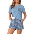 thumbnail image 3 of DremFish Women's Pajamas Sets Short Sleeve Lounge Sets Sleepwear Casual 2 Piece Pjs with Pockets, 3 of 7