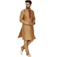 thumbnail image 5 of SKAVIJ Men's Kurta Pajama and Scarf 3-Piece Set Wedding Party Dress Brown M, 5 of 6