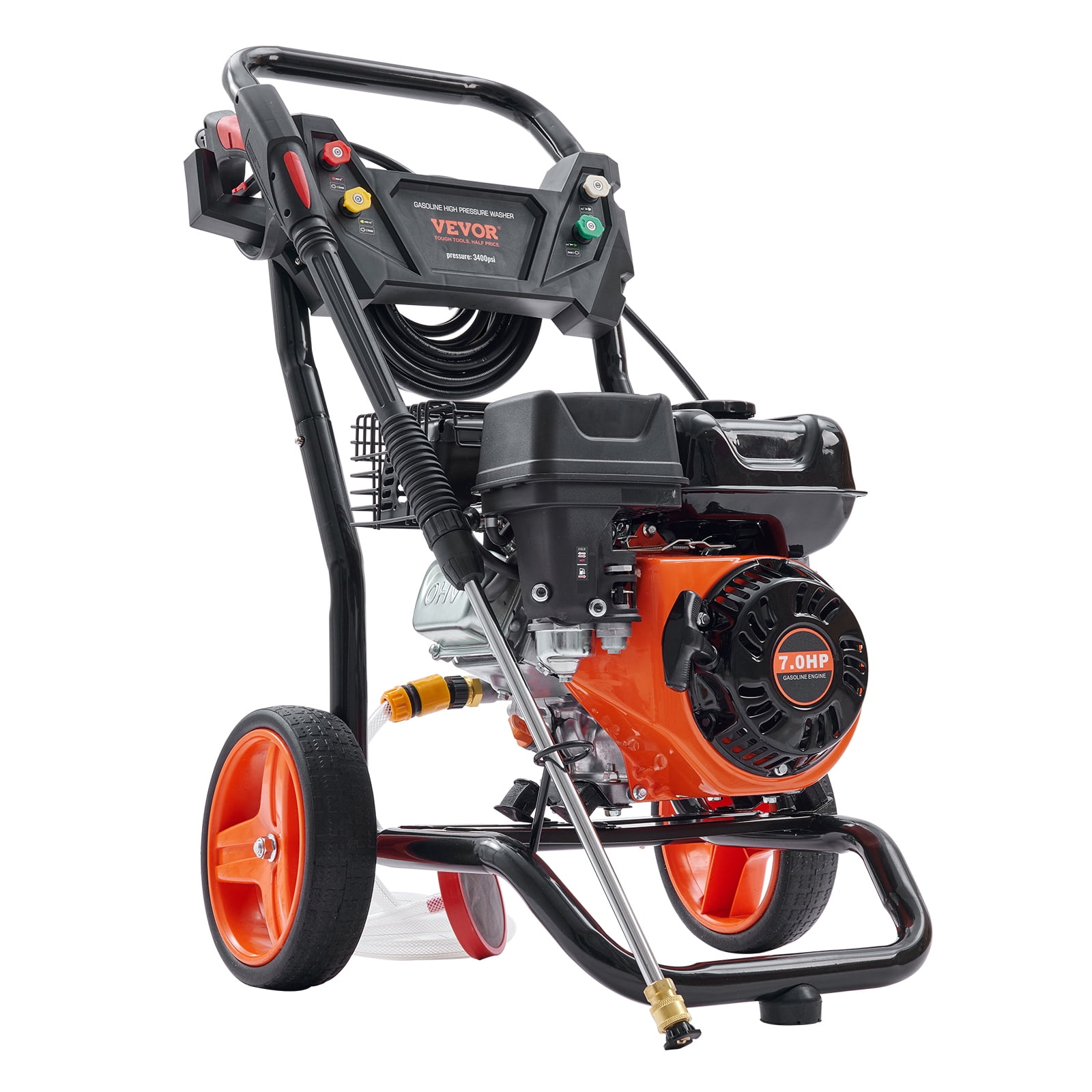 VEVOR 3400 PSI 2.6 GPM Gas Pressure Washer w/26 ft High Pressure Hose 5 Nozzles Gas Powered Washer