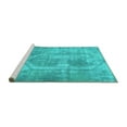 thumbnail image 2 of Ahgly Company Machine Washable Indoor Round Abstract Turquoise Blue Modern Area Rugs, 5' Round, 2 of 4