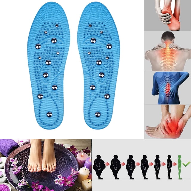 Plantillas magnéticas para adelgazar, 1 par de plantillas magnéticas de acupresión, cómodas plantillas de masaje para hombres y mujeres, plantilla adelgazante, prevención de fascitis (azul, 41 ~ 46) Rojo Verde