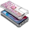 thumbnail image 5 of Nagebee For Motorola Moto G Stylus 5G 2024 Phone Case with Tempered Glass Screen Protector, Ring Holder/Wrist Strap, Glitter Liquid Floating Waterfall Cute Phone Cover (Rose Gold), 5 of 5
