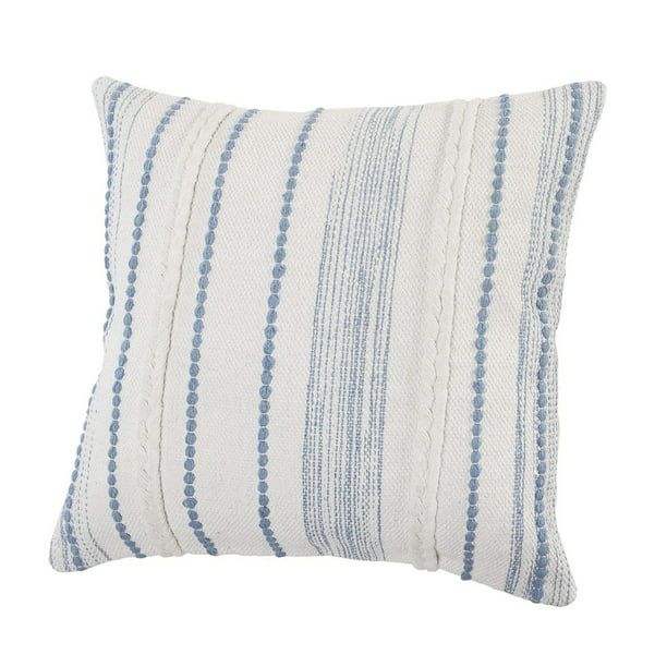 LR Home Textured Striped Blue 20 in. x 20 in. Throw Pillow