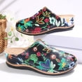 thumbnail image 6 of Pandaie Closed Toe Clogs for Women Flower Print Low Wedge Slip on Mules Shoes Comfortable Backless Dressy Walking Slides Size 6-10, 6 of 8