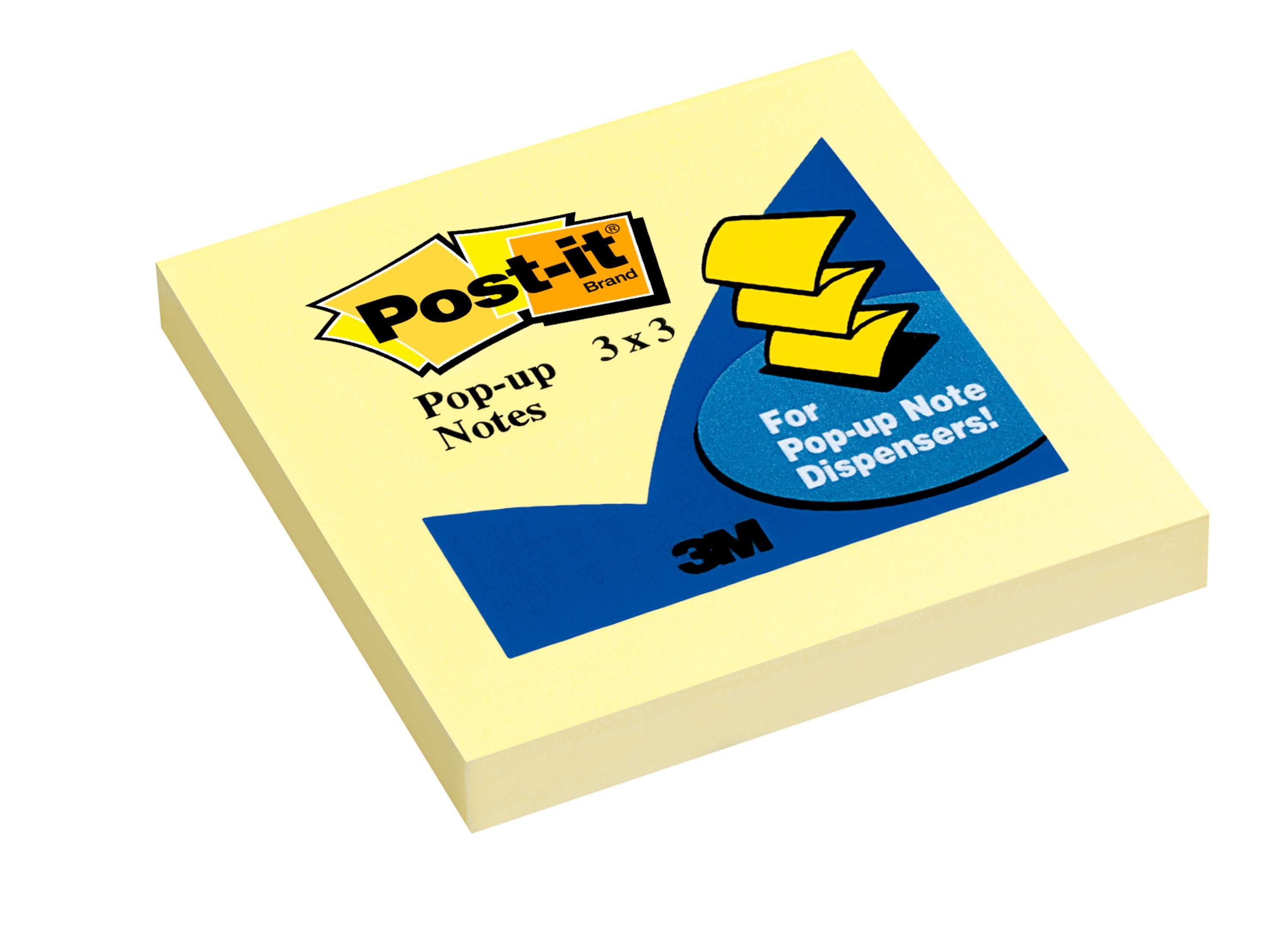 Postit PopUp Notes, 3" x 3", Canary Yellow, 100 Sheets