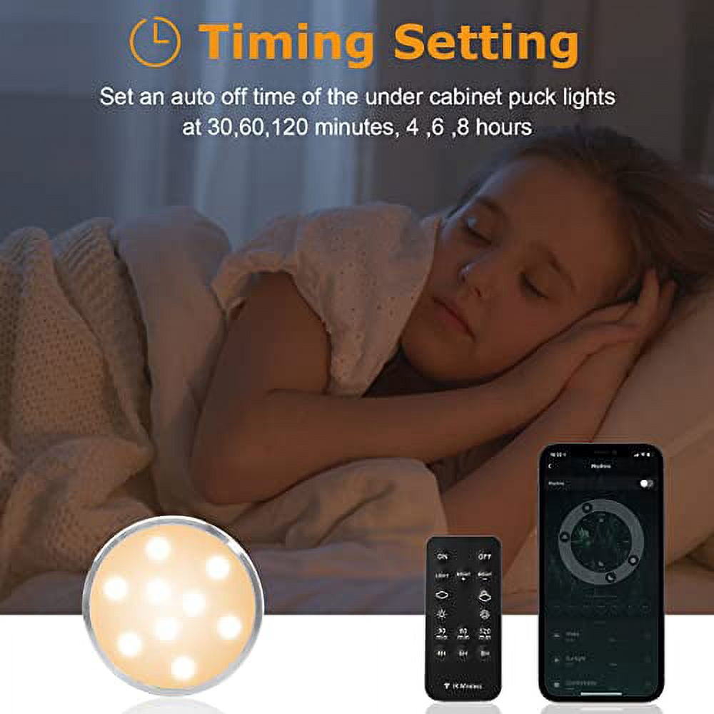 Smart Dimmable Under Cabinet Lighting - 12 Pack with Alexa and Google Assistant Compatibility, App and Remote Control, Wired Plug-in or Hardwired for Kitchen Counters