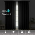 thumbnail image 2 of Patin Black Blackout Curtains 63 Inch Length 2 Panels Set, Bedroom Decor Thermal Insulated Blackout Curtains for Living Room, Rod Pocket Solid Window Drapes for Dining Room, Each Panel 40" W x 63" L, 2 of 9