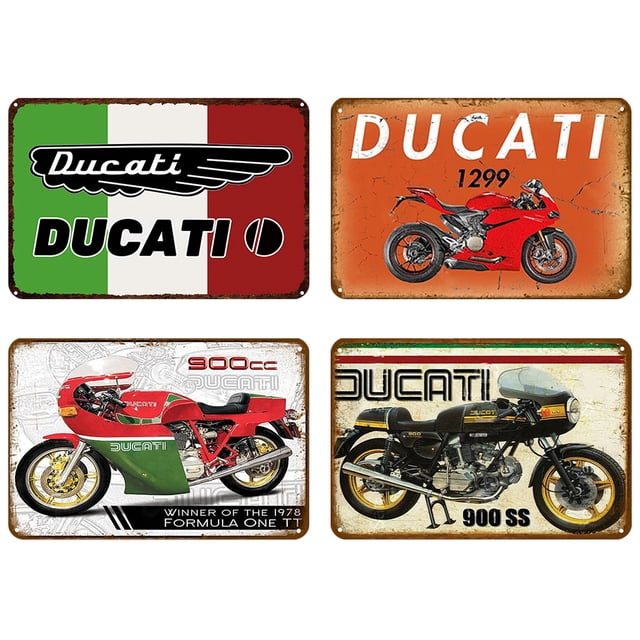 (Set 4uds) Hojalata Rectangular 30*20cm Modelo Plano Moto DUCATI Serie Motos