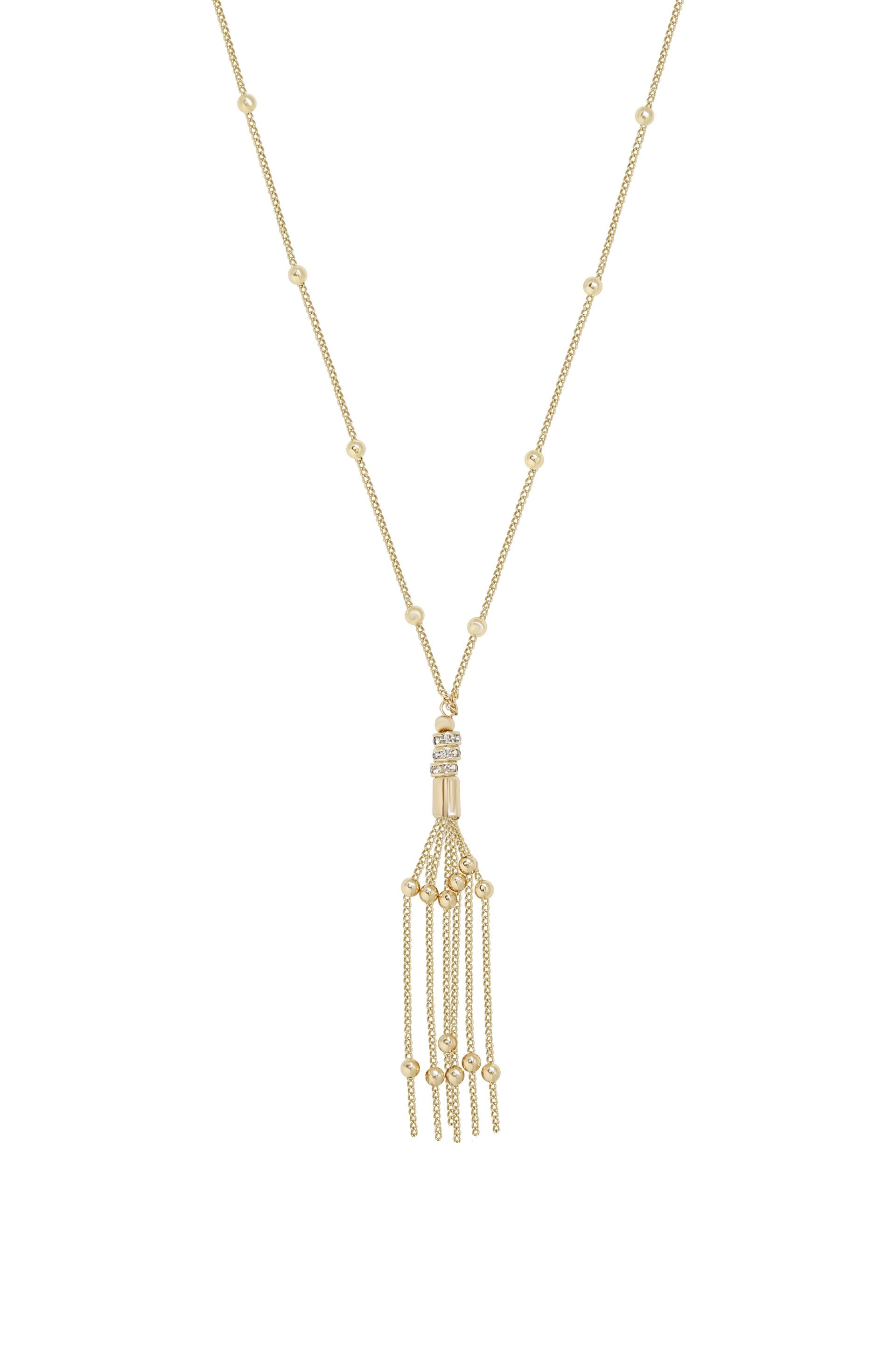 NEW Designer Style Silver Filigree Crystals Gold Cable Ball Tassel Long Necklace 