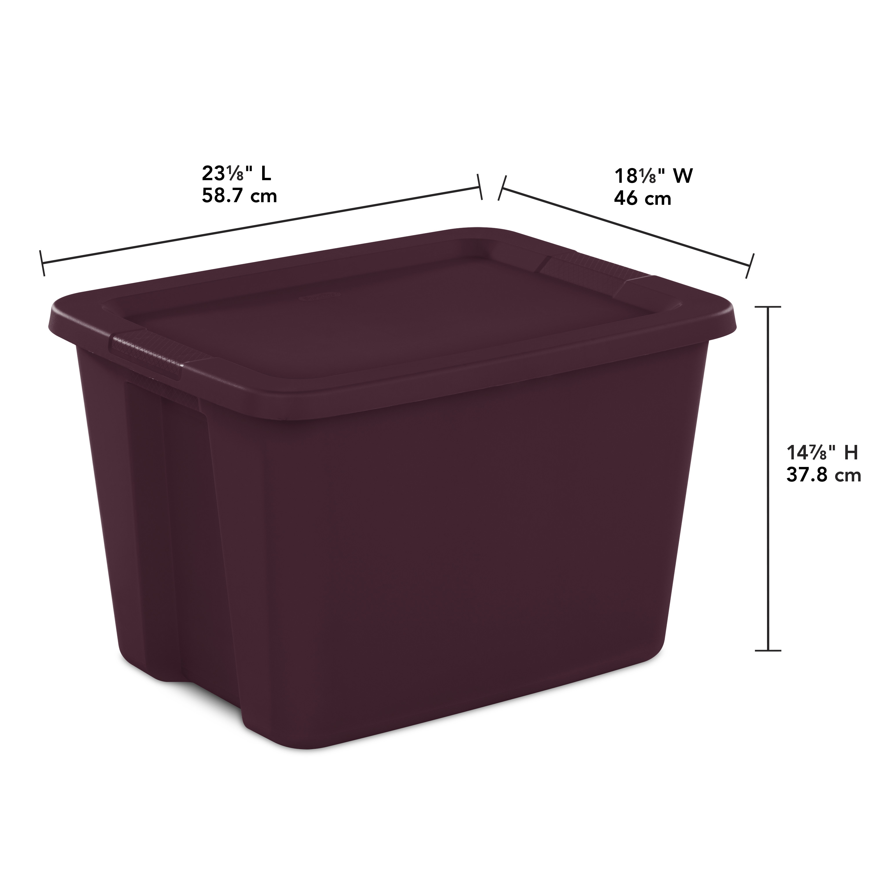 Sterilite Plastic 18 Gallon Tote Box Metropolis Burgundy Set of 8