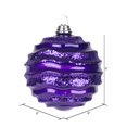 thumbnail image 2 of Vickerman M132026 Plum Candy Glitter Wave Ball Ornament - 6 in., 2 of 2