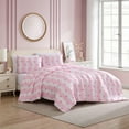 thumbnail image 3 of Betsey Johnson Bow Stripe White & Light Pink & Hot Pink Full Comforter Set, Cozy Bedding with Shams, Machine Washable, 3 of 7