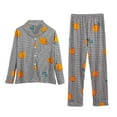thumbnail image 2 of Womens Pajama Set Autumn Winter Long Sleeve Lapel Vest with Trousers Plus Size Home Wear, 2 of 4