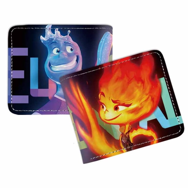 Wallet Elementals con personajes de anime, piel sintética, delgada y doblada