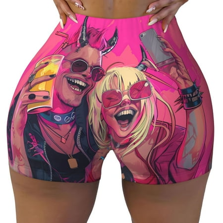 Workout Shorts Women  Hip Hop People No.113 Biker Shorts for Women Running Gym Spandex Shorts Tummy Control