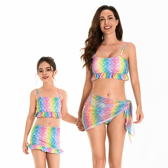 GYRATEDREAM Mother Daughter Swimwear Family Matching Girls Swimsuit Women Bikini Set Summer Beachwear