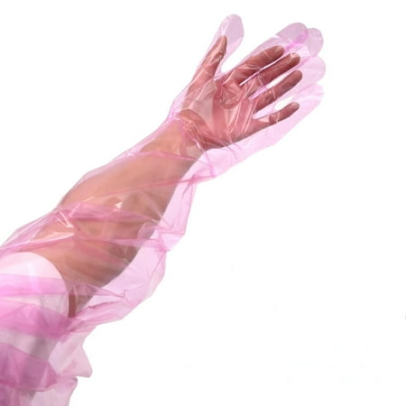 50Pcs Disposable Gloves 35 Long Sleeve Veterinary Insemination Rectal Gloves Cow Gastrointestinal Examination Cleaning Hunting Field Dressing and Gardening Gloves (Red)