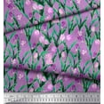 thumbnail image 2 of Soimoi Cotton Jersey Fabric Leaves & Tulip Floral Fabric Prints by Yard 58 Inch Wide, 2 of 3