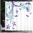 thumbnail image 3 of Ambesonne Dragonfly Shower Curtain, Swirling Floral Damask, 69"Wx75"L, Blue Violet, 3 of 4
