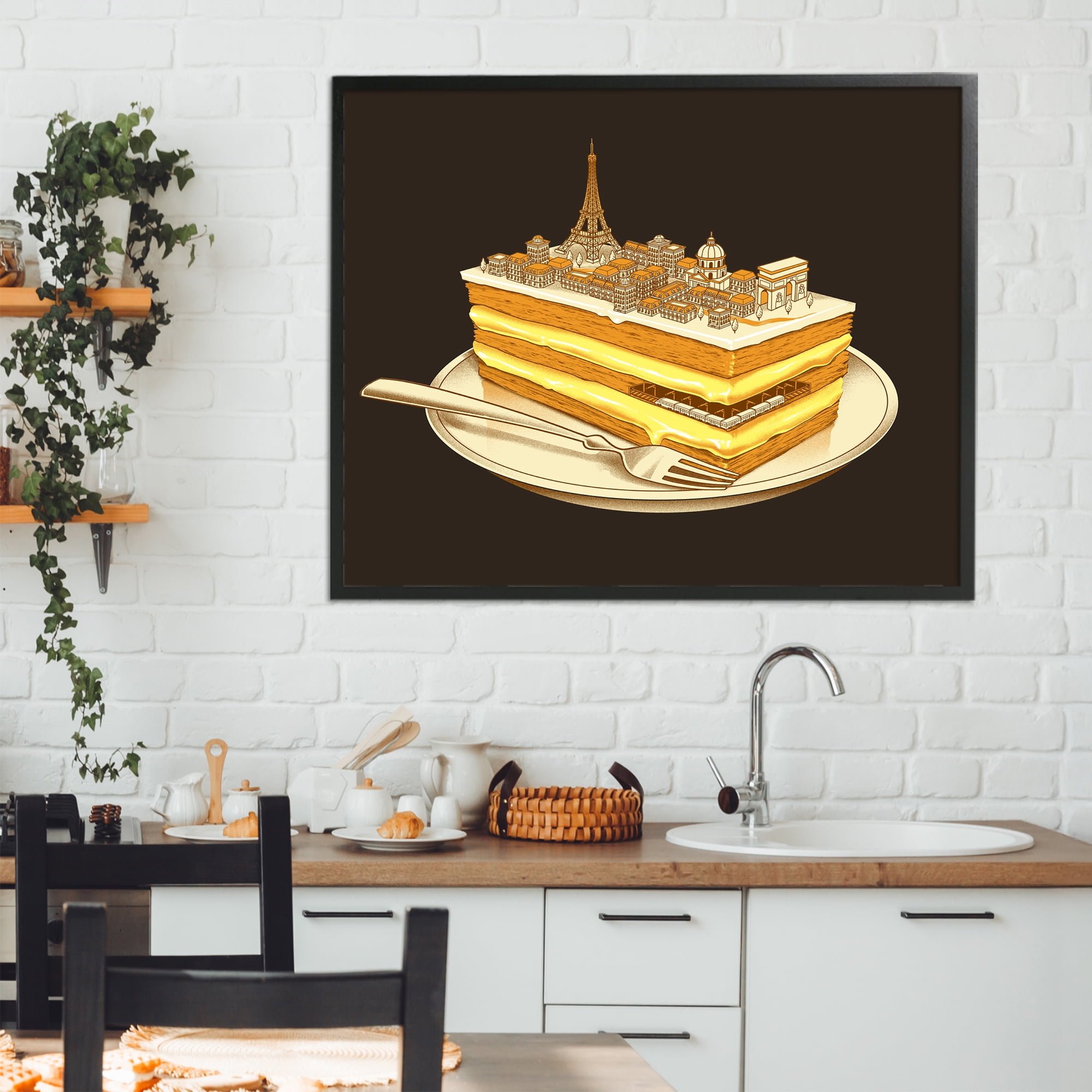 Stupell Industries Hungry For Travels Paris Black Framed Giclee Art, design by Tobe Fonseca