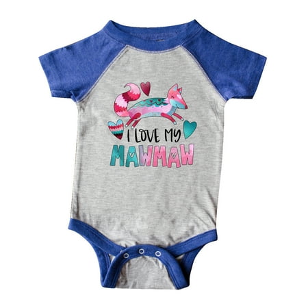 

Inktastic I Love My Mawmaw Pink and Blue Fox with Hearts Gift Baby Boy or Baby Girl Bodysuit