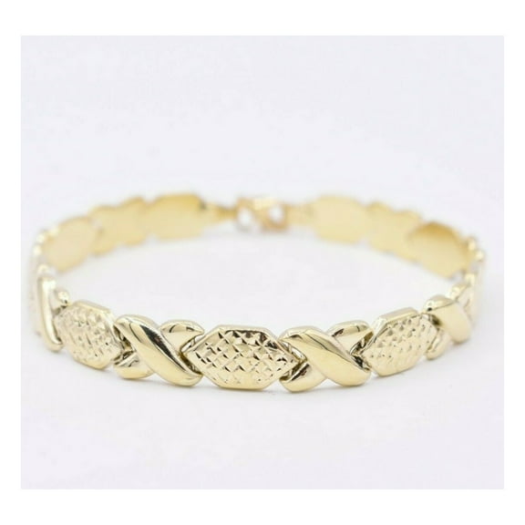 Diamond-Cut Hugs & Kisses Stampato Women’s Adult Bracelet 10K Yellow Gold, 4.72 Gr – Goldum NYC