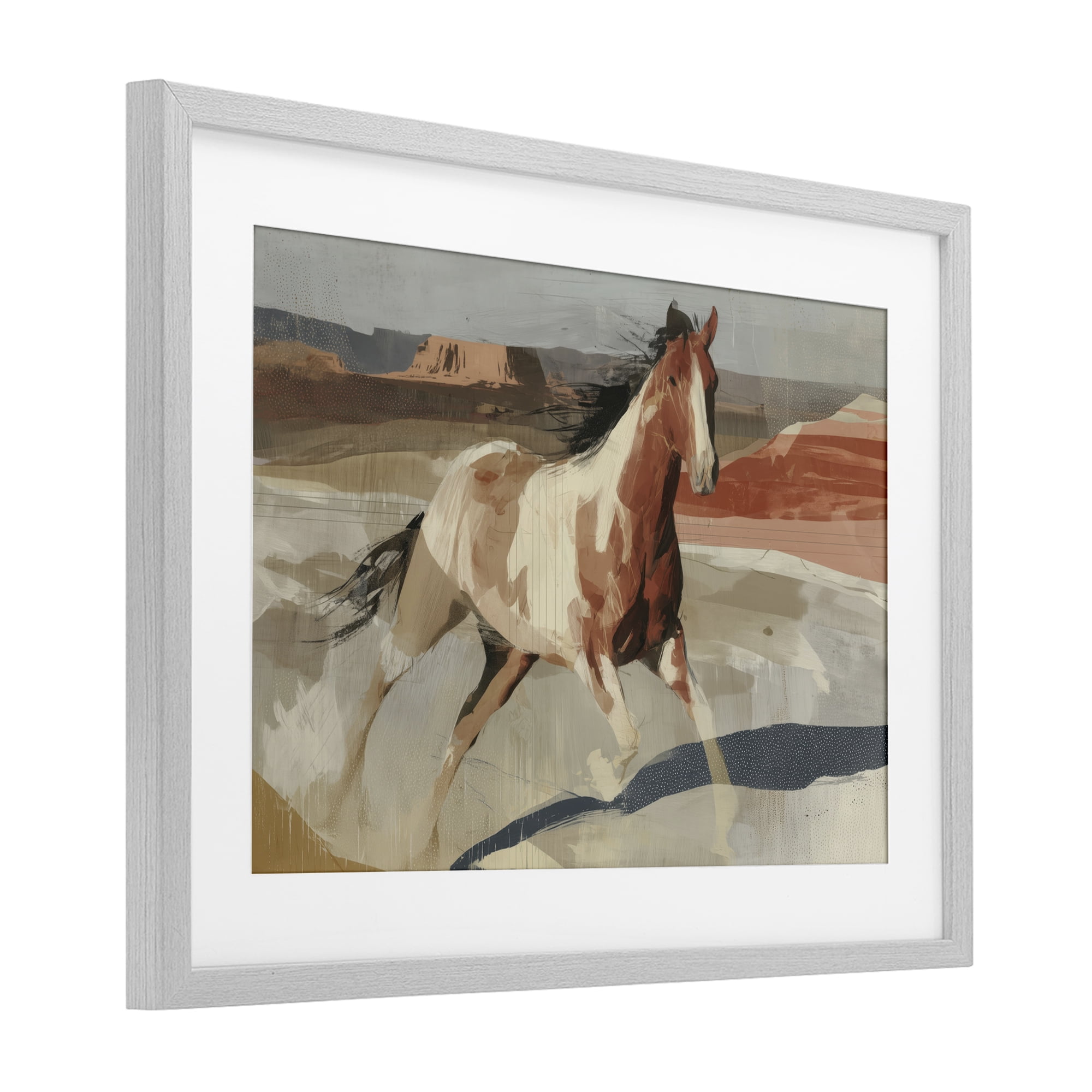 Stupell Industries Wild Horse Across Plains Gray Framed Print Under Glass, design by Chromatic Storm Studio