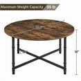 thumbnail image 2 of FASCK Round Coffee Table, Small Coffee Table for Living Room, Rustic Wood Circle Modern Center Table with Sturdy Metal Legs, Easy to Assemble, 35.5 x 18 Inches, 2 of 8
