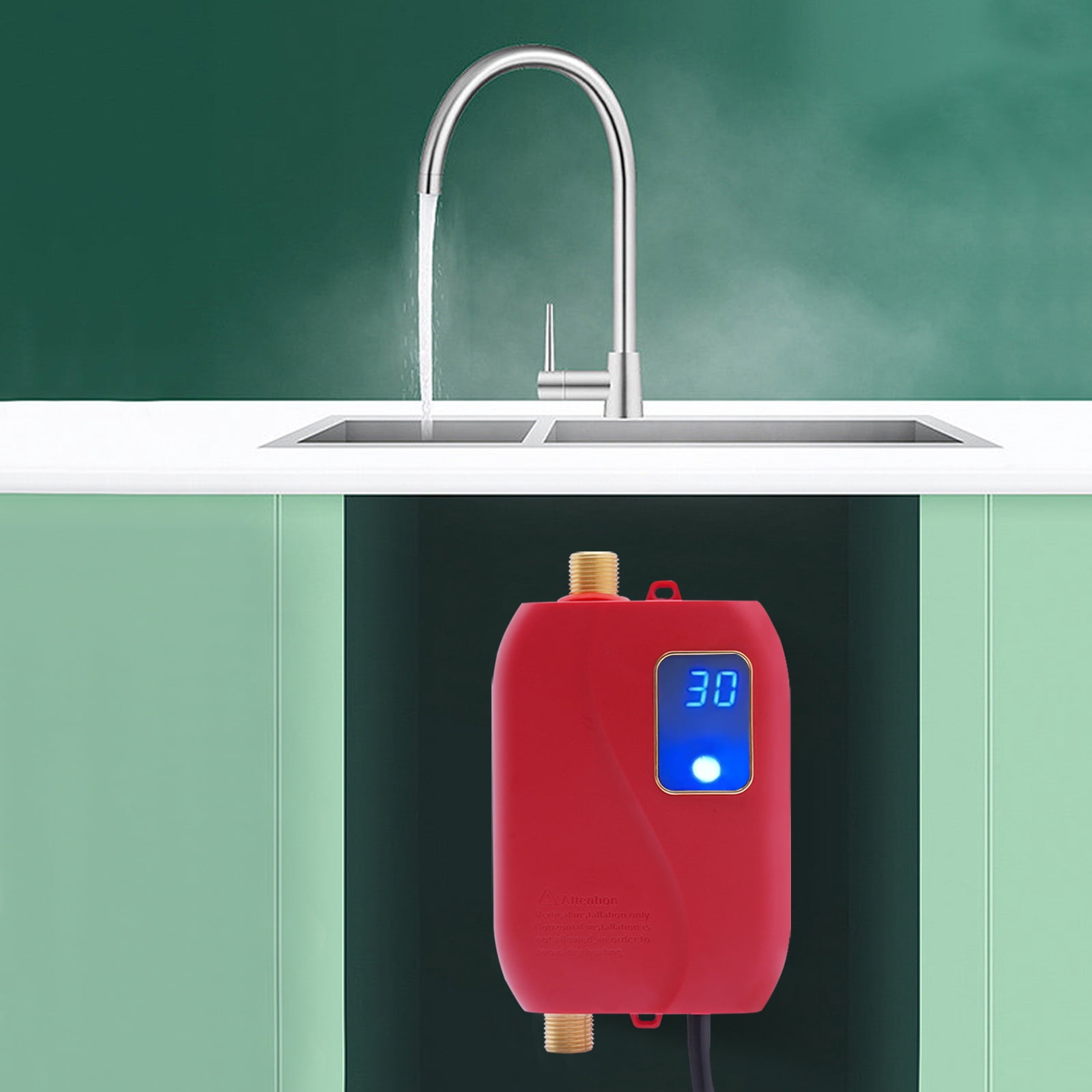 Wildnix 3000W Instant Water Heater – Electric Tankless Hot Water System with LED Temperature Display, Fast Heating Pipe, Safe to Use