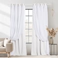 thumbnail image 6 of NICETOWN Ruffle Double Layer Blackout Curtain for Living Room, Solid Grommet Soundproof Thermal Insulation Drapes with Sheer, W52 x L95, Set of 2, Pure White, 6 of 8