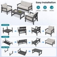 thumbnail image 5 of SERWALL 5 Pieces Outdoor HDPE Patio Furniture Sets, Conversation Sets with Cushions, 2 Armchairs & 1 Loveseat & 1 Coffee Table for Poolside, Balcony, Porch & Backyard, Grey / Khaki, 5 of 7