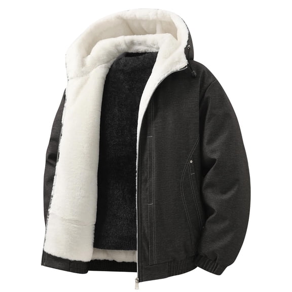 DayScoop Warm Jacket for Men Long Sleeve Coat Big & Tall Casual Solid Color Fashion Outdoor Climb Sport Run Zipper Loose Tops Plus Size
