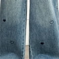 thumbnail image 3 of XEGLSBU Girls Jeans Size 6 Girls Casual Pants Autumn Denim Trousers with Heart Embroidery Wide Leg Straight Design Comfortable Blend Blue Size 6-7 Years, 3 of 6