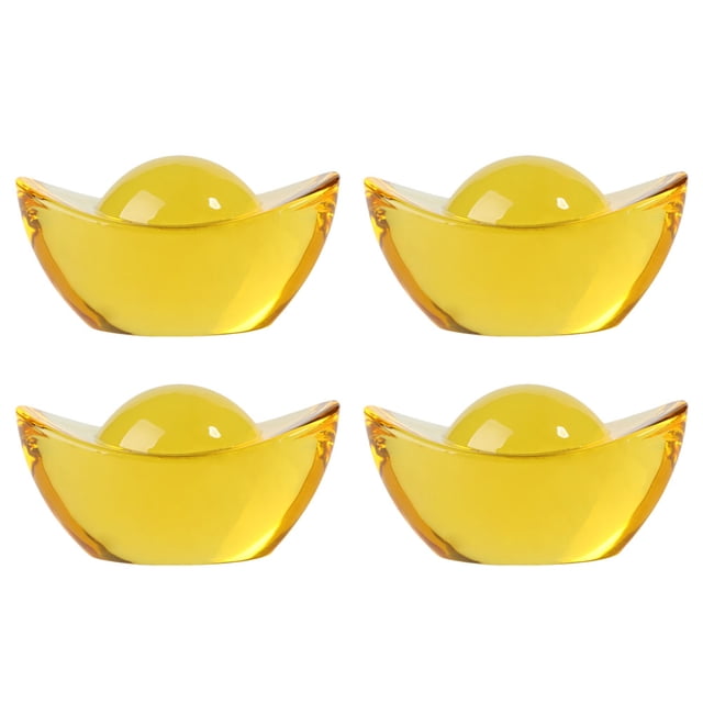 4Pcs Crystal Ingot Adornment Home Decor Showcase Prop Adornment Festival Decor