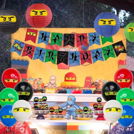 ninja birthday toppers balloons warrior cupcake themed stickers banner decorations supplies boys happy