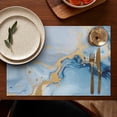 thumbnail image 4 of Blue Marble Gold Line Pattern Summer Placemats Table Placemats Set Of 6-Linen Kitchen Washable Placemats Table Mats 11.8"x17.7" Non-Slip Heat Resistant, 4 of 5