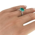 thumbnail image 4 of 2 ctw Lab Created Green Emerald Stone Ring with Diamonds 14K White Gold Flower Vintage Halo, 4 of 5