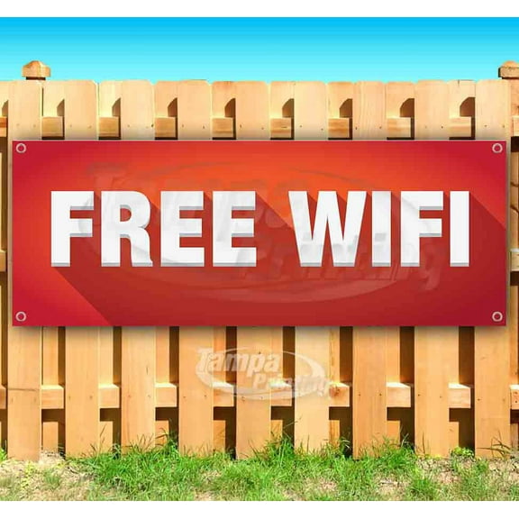 Free Wifi 13 oz Vinyl Banner With Metal Grommets