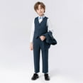 thumbnail image 6 of Boys Formal Dresswear Suit 6 PCS Gentlemen British Tuxedo Set its Blazer Dress Shirts Pants Vest Wedding Ring Bearer 6 Years, Navy, 6 of 7
