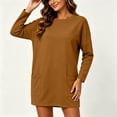 thumbnail image 5 of Tqcoqu Women's Casual Sweatshirt Dress,Round Neck Long Sleeve Tunic Dresses,Pullover Blouse Tops with Pockets, 5 of 8
