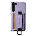 thumbnail image 2 of for Samsung Galaxy S23 Plus PU Leather Card Slots Back Case, Classic Wristband Kickstand Finger Ring Shockproof Protective TPU Frame Case for Samsung Galaxy S23 Plus Women Men Boys Girls, Purple, 2 of 5
