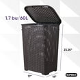 thumbnail image 6 of Superio 60L Large Wicker Plastic Laundry Hamper with Lid - Root Beer Brown, 6 of 9