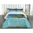 thumbnail image 3 of Ambesonne Sea Quilted Bedspread Set 3 Pcs, Relax Beach Resort Spa, King Size, Turquoise Blue Green, 3 of 5