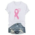 thumbnail image 4 of CLOISE Cancer Shirts for Women Short Sleeve Crewneck Tee Shirts Ribbon Oversized Breast Cancer Support Tops Cute Casual Tshirts Cancer Awareness Outfits White S, 4 of 4
