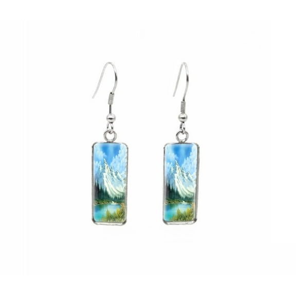 Blue Skies Mountains Rectangular Drop Earrings