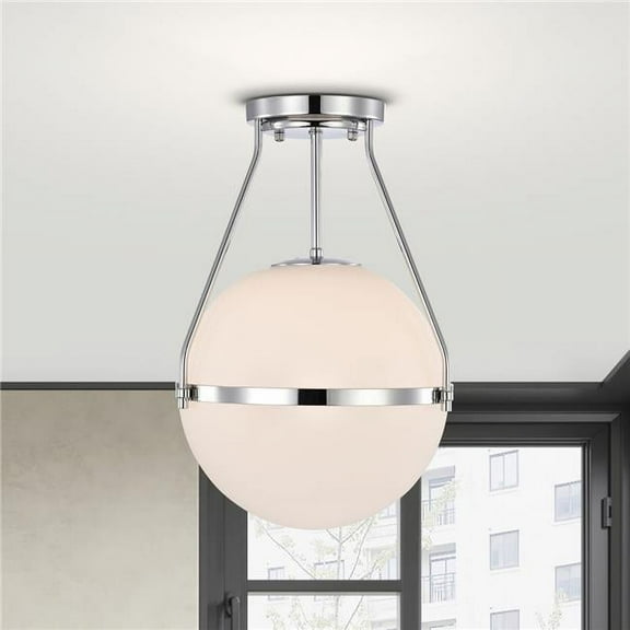 Lomique 11.2 in. 1-Light Indoor Chrome Finish Semi-Flush Mount Ceiling Light with Light Kit